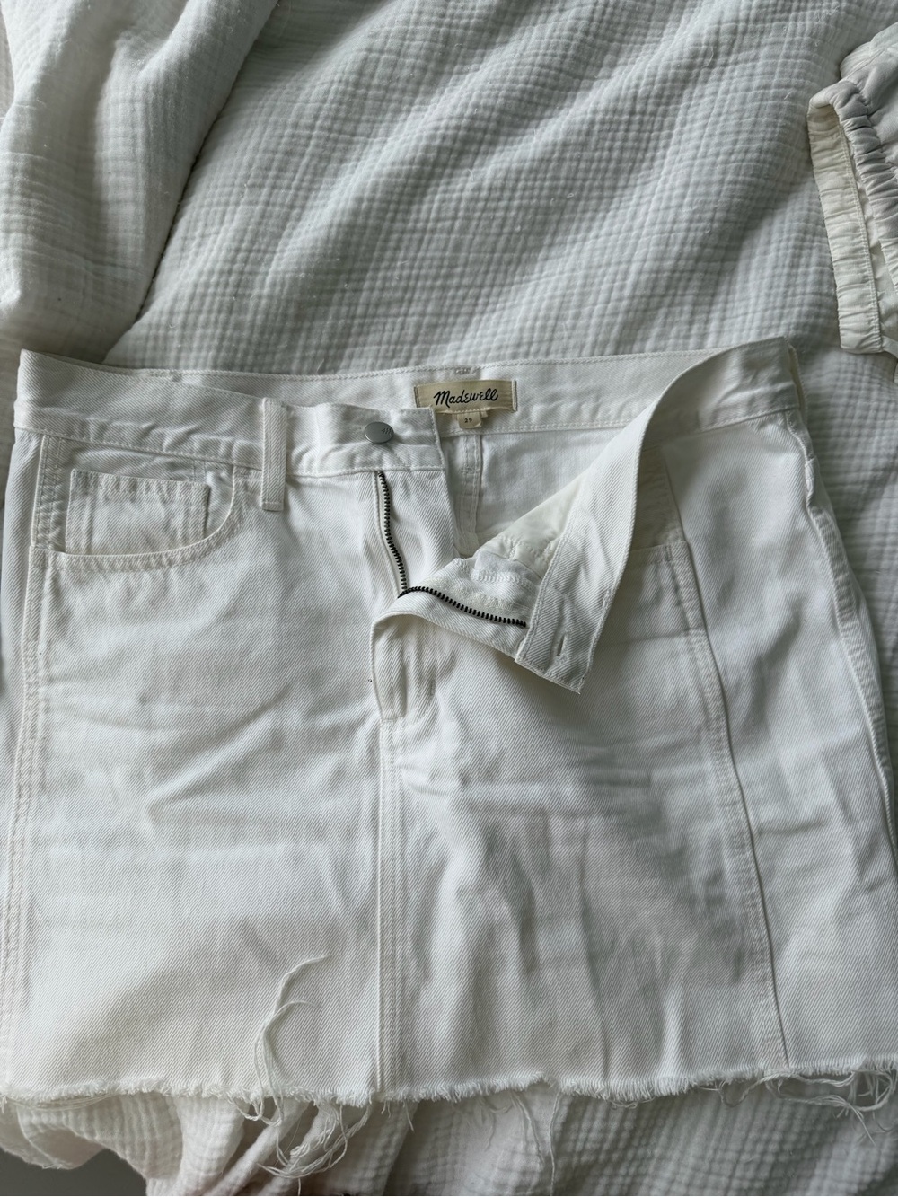 Madewell White Denim Mini Skirt